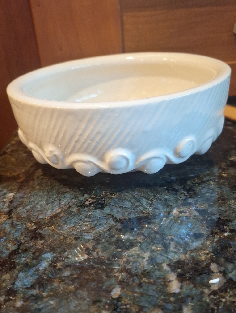 Vintage McCoy Pottery Cream Ceramic Decorative Bowl With Swirl Detsil